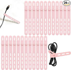 Donruby 24Pcs Silicone Cable Ties - Reusable & Washable with Locking Buckles, Adjustable Fastening Cable Management Straps, Multi-Purpose High Elasticity Cord Organizer (Pink)