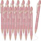Zonon 12 Pcs Inspirational Pens Bulk Funny Ballpoint Pen with Stylus Tip Motivational Gifts for Valentine's Day Teacher Coworkers Nurse School Office Supplies(Rose Gold,Boss Lady)