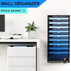 GDINDINFAN Hanging Wall File Organizer 10 Tier Wall Mounted File Holder Document Wall Organizer Magazine Organization for Office Home, Black