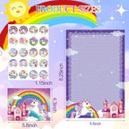 TaoBary 160 Pcs Stationery Paper Set 50 Double Sided Stationery Papers with 50 Matching Envelopes and 60 Round Dot Sticker, 10 Design(Unicorn,5.5 x 8.25 Inch)