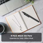 JIMMIDDA 8Pcs Black Gel Pens - 0.7mm Medium Point Black Ink Pens | Smooth Writing - Quick Drying Retractable Pen for Men Women (Classic - 8Pcs)