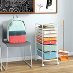 Giantex 6 Storage Drawer Cart Rolling Organizer Cart for Tools Scrapbook Paper Home Office School Multipurpose Mobile Utility Cart (Macaron)