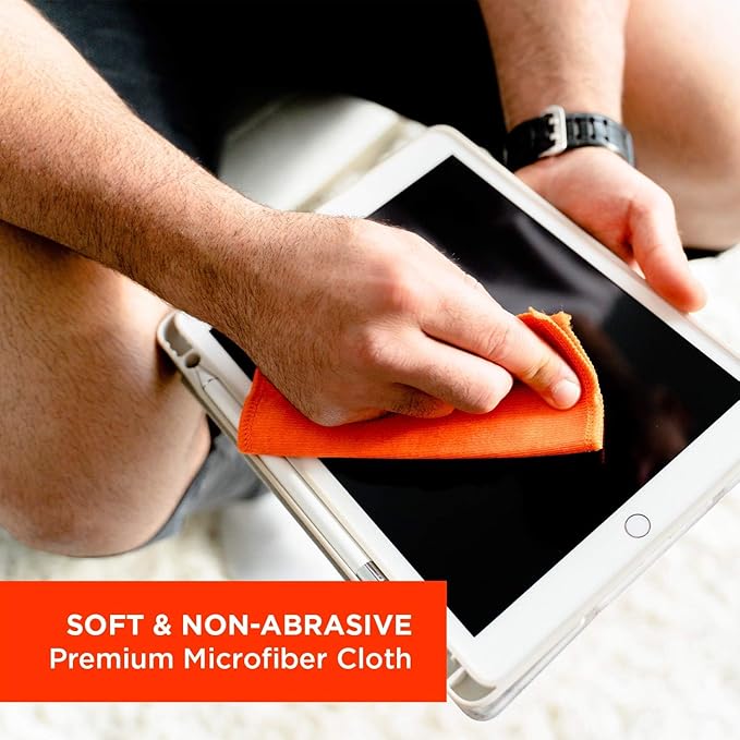 WHOOSH! Laptop Screen Cleaner Spray and Wipe [Set of 12] - 3.4 + 0.3 fl oz + 2 Microfiber Cloths - Duo with Large & Travel Size Bottles for Eyeglass Cleaner & Car Screen Cleaner- iPhone Cleaning Kit