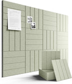 Fluxynara Felt Bulletin Board Tiles Large 48" x 36" Cork Board Alternative-12 Pack with 70 Adhesive Tabs, Thick Slat Wall Panels for Office Decor, Push Pin Board Wall Organizer Alternative -Sage