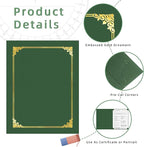 HAUTOCO 50 Pack Certificate Holders, Green Diploma Folders Certificate Covers with Gold Foil Border for Letter Size 8.5x11 Cardstock, Award, Document, Graduation