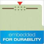 Pendaflex Recycled Classification File Folders, 2 Dividers, 2" Embedded Fasteners, 2/5 Tab Cut, Letter Size, Light Green, Box of 10 (24076R)