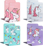Zyners 8 Pieces Bookends, Metal Bookends for Shelves, Non-Skid Heavy Duty, Unicorn Cute Book Ends for Kids, Girls, Children(5.3 x 4 x 7.5 inches)