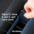 BLUE GINKGO Desk Organizer – Korean-Made Office Storage for Pens, Notes, Mail, and Supplies (Prussian Blue)
