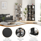 Farini 5-Tier Corner Bookshelf,L-Shaped Bookcase Freestanding Storage Shelf & Display Stand for Living Room, Office, Bedroom,Black