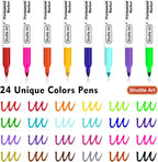 Shuttle Art Permanent Markers, 24 Colors Fine Point Assorted Colors Permanent Marker Set, Works on Plastic,Wood,Stone,Metal and Glass for Doodling, Coloring, Marking