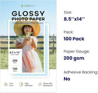 Glossy Photo Paper 8.5 x 14, Goefun 200 GSM/54 LB Legal Printer Paper for Inkjet Printer and Dye Ink, 100 Sheets
