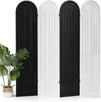 Asnefeli Room Divider 4 Pnale, Folding Privacy Screen, Foldable Wood Arched Room Divider Wall, Portable Partition Screen, Partition Divider for Room Separation for Home Office Bedroom, Black/White