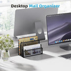 Marbrasse Mail Organizer for Desk, 3-Slot Mesh Metal Mail Holder countertop, Letter Holder, Office Desktop Envelope and Document Storage Rack (2P)