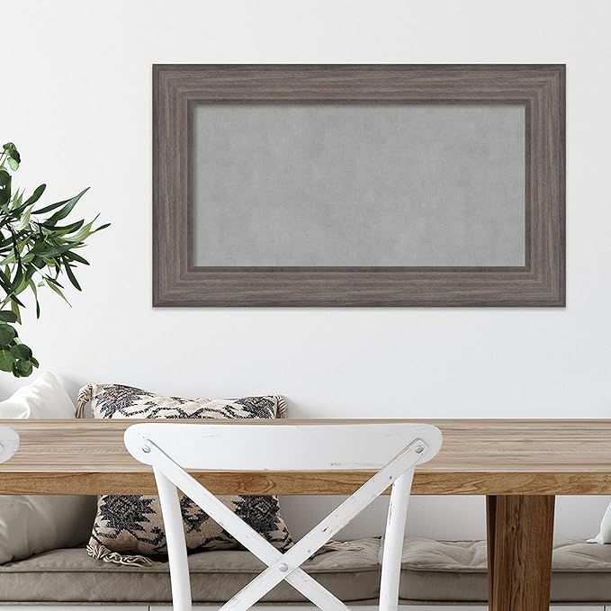 Amanti Art Grey Framed Magnetic Board 17x29 Small Vision Board for use with Magnets, 100% Metal Sheet to Display Items as Office Decor or for Home Organization in mudroom, Kitchen or Kids Room
