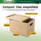 BAMOTTO Lidded Bamboo Storage Bins & Box/Cube/Basket, Home Kitchen and Office Storage Boxes with Handles & Stackable for Organizer Tableware, Clothing, Toys, Office Shelf Books, 10.2”x7.3”x6.5”