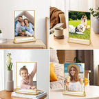 PPH-Sisy 8X10 Gold Frames Double Sided Acrylic Sign Holder Tabletop Picture Frames Vertical Display Stand for Photos Wedding School Home,Set of 6