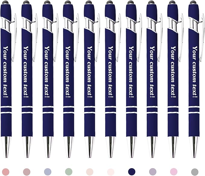 CRME Ballpoint Pen 2-in-1 Stylus Bulk Custom Pens Personalized Engraved Metal Pens with Name Text Logo for Business Writing Marketing Customizable Pen Engraving Pen Gift Coworkers Office Supplies