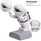 Kakizzy Book End Holder, Astronaut Bookends Outer Space Themed Astronaut Figurine Decorative Book Stoppers to Hold Books Heavy Duty Bookshelf Ends for Kids Rooms Space Decor Bookends (A-Silver Color)