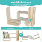 Desktop File Organizer Desk Organizer Shelf - Wooden Office Organization Shelves for Top of Desk Organizers and Accessories Corner Bookshelf Table Top Shelving Small Hutch Decorations for Women Office