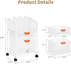 Marbrasse Rolling File Cart with Adjustable Dividers, Mobile File Cabinet on Lockable Wheels, Office Filing Cabinet Organizer, Hanging File Folder Organizer for Home Office - White
