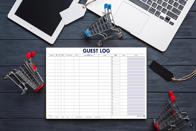 Guest Log Book for Automotive Dealerships – Customer Sign-in Tracking Log – 17" × 11" Visitor Registration Book – 100-Sheet Pad for Auto Service Centers, Repair Shops, Lead Management - 4 Pad