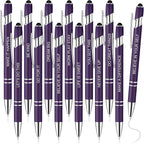 Zonon 12 Pcs Inspirational Pens Bulk Funny Ballpoint Pen with Stylus Tip Motivational Gifts for Valentine's Day Teacher Coworkers Nurse School Office Supplies(Dark Purple,Motivational Style)