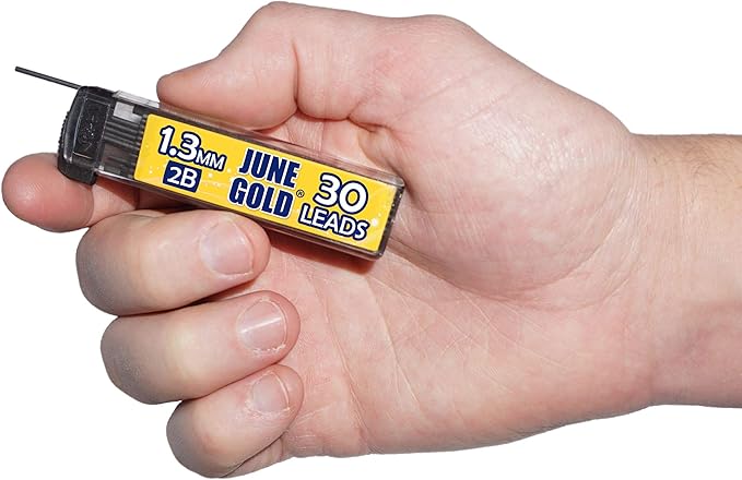 June Gold 120 Pieces, 1.3 mm 2B Lead Refills, 30 Pieces Per Dispenser, Medium Bold Thickness, Break Resistant Lead/Graphite (Pack of 4 Dispensers)