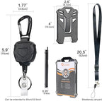 AIDSOTOU Heavy Duty Retractable Keychain Carabiner Badge Reel ID Badge Holder Retractable Clip with Breakaway Lanyard ID Cards Holder Cool Tactical ID Holder