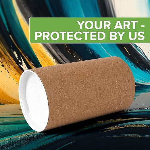 4" x 6" Reinforced Kraft Paper Mailing Tubes, Pack of 4 Tubes with 2 Caps Each – USPS Approved Poster Tube – Made in USA Cardboard Tube for Shipping and Storing Posters, Prints, Artwork, or Documents