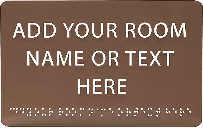 ADA CENTRAL SIGNS - 9" X6" Personalized Custom Sign - ADA Compliant Tactile Graphics Grade 2 Braille Text Acrylic Wall Signs - Add Your Room Name Text Sign for Home School Office Business Workplace