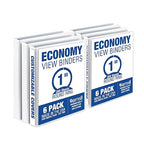Samsill 1 Inch 3 Ring Binders, Made in USA, Economy Round Ring, Clear View Cover, 200 Sheet Capacity - for School, Home, Office - White, 6 Pack
