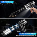 SHLNLI Mini Vacuum Cleaner, 16000PA Car Vacuum Cleaner Portable Cordless with LED Light, 4 in 1 Air Duster and Handheld Small Vacuum Rechargeable for Car, Home, Office, Pet（Black）