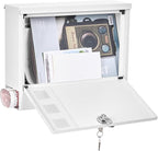LAND·VOI Locking Mailbox Wall Mounted, Metal Postbox with Three Sets of Mail Box Number Stickers, 4 Keys, 14.4" x 4.5" x 11.2", Large Capacity, Textured White, AMB11W