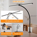ShineTech Led Desk Lamp for Office Home, Bright Double Head Desk Light with Clamp, Architect Task Lamp 50 Lighting Modes Adjustable Flexible Lamp