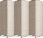 Cocosica 6 Panel Room Divider,6Ft Folding Privacy Screen,Tall - Extra Wide Foldable Panel Partition Wall Divider with Diamond Double-Weaved Hand-Woven Design Room Screen Divider