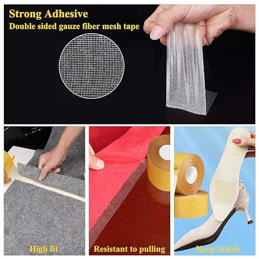 KAIYUER 0.39in x 66FT,Double Sided Tape Heavy Duty,High Stickness Clear Tape for Making DIY Crafts, Paste Photo, Rug Fixed, Floor,Wall Decor,Office Decor,No Glue Residue