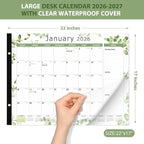 2026 Desk Calendar 22'' x 17'', Large Monthly Desktop Calendar, 18 Months Desk Pad (Jan. 2026 - Jun. 2027) for Home School Office Supplies
