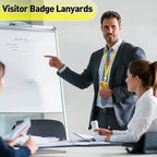 Visitor Badge Lanyards Volunteer Badge Holder with Clips (25 pcs) - Reusable Temporary ID Pass for Office, School, Events PVC Plastic Security Cards for Exhibition Guest by OSTENBIG (Yellow)