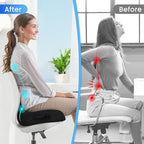 CushZone Seat Cushion, Memory Foam Office Chair Seat Cushion for Office Chairs/Car/Long Trip/Desk Chair/Gaming, X-Large Size for Sciatica & Hip & Tailbone Pain Relief, Sciatica Support (Black)