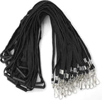 Bird Fiy Lanyards Safety Black Lanyards Neck Flat Premium Breakaway Badge Lanyard with J-Hook for ID Nametag Badge Holder (Black, 25 PCS)