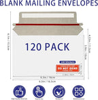 Cheardia 120 Pack Rigid Mailer with Self Adhesive Seal, 6.5 x 4.5 Inch Keep Flat Photo Document Mailers, Small Thick Cardboard Shipping Envelopes with Label for Photos, Document, White