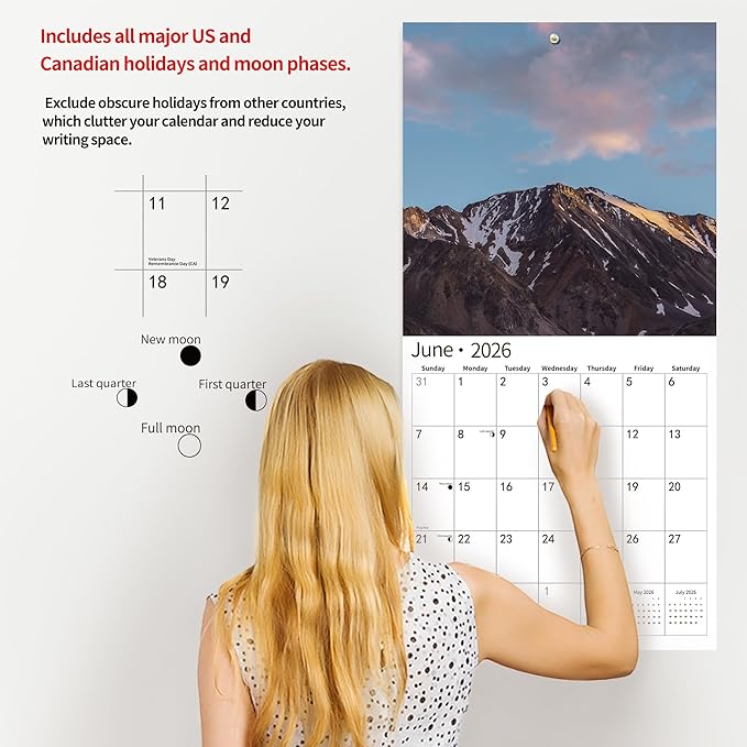 2026 Wall Calendar,Calendar 2026, November 2025 - December 2026, Wall Calendar Wonders of Planet, 12" x 24" Opened,Full Page Months Thick & Sturdy Paper for Gift Perfect Calendar Organizing & Planning