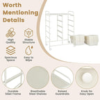 HAPPYGRILL 10-Drawer Rolling Storage Cart, Storage Organizer Cart with Lockable Wheels, Beauty Salon Movable Utility Cart for School, Office, Home, (Ivory)