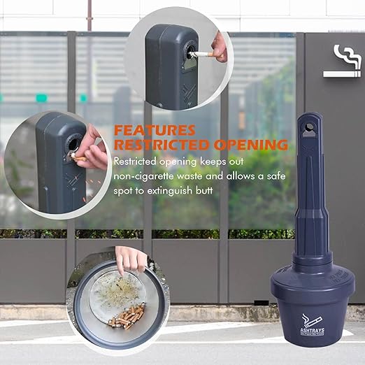 OranclUS Weatherproof Outdoor Standing Disposal Bin with Lid – Durable All-Weather Waste Receptacle for Yard, Porch, Deck, Terrace, Entrance (Grey, 30in-4Pack)