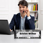 Custom Name Plate for Desk, Desk Name Plate Personalized, Office Decor for Women Men, Acrylic Desktop Accessories, Office Gifts for Coworkers Boss Teacher, Employee Appreciation Gifts (Black Marble)