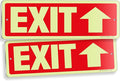 iSYFIX Exit Signs with Directional Up Arrow, Glow in the Dark, Photoluminescent Aluminum 12x4 Inch - 2 Pack, Laminated for UV & Weather Resistance, Ideal for Offices, Schools, Theaters & More