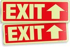 iSYFIX Exit Signs with Directional Up Arrow, Glow in the Dark, Photoluminescent Aluminum 12x4 Inch - 2 Pack, Laminated for UV & Weather Resistance, Ideal for Offices, Schools, Theaters & More