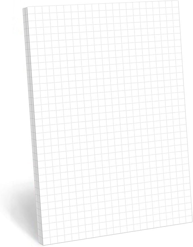 321Done Graph Paper Notepad - 50 Sheets (5.5" x 8.5") - 0.25" Grid Planning Note Pad - Thick Premium Paper - Made in USA - Plain White