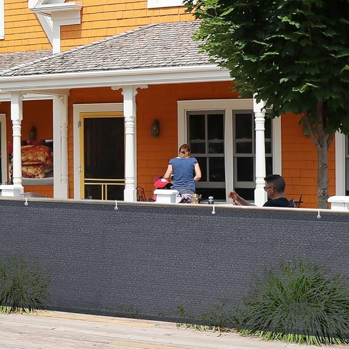 iCover 3x10ft Balcony Privacy Screen Fence, UV-Resistant Railing Fencing Cover for Porch Deck Patio Garden Backyard, Cable Zip Ties Included, Dark Grey