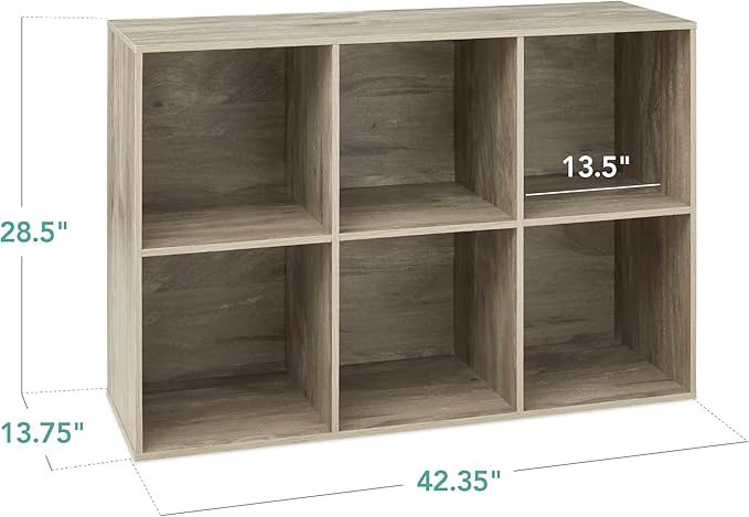 Best Choice Products 6-Cube Storage Organizer, 13.5in Shelf Opening, Bookcase, Display Shelf, Customizable w/ 3 Removable Back Panels – Greige